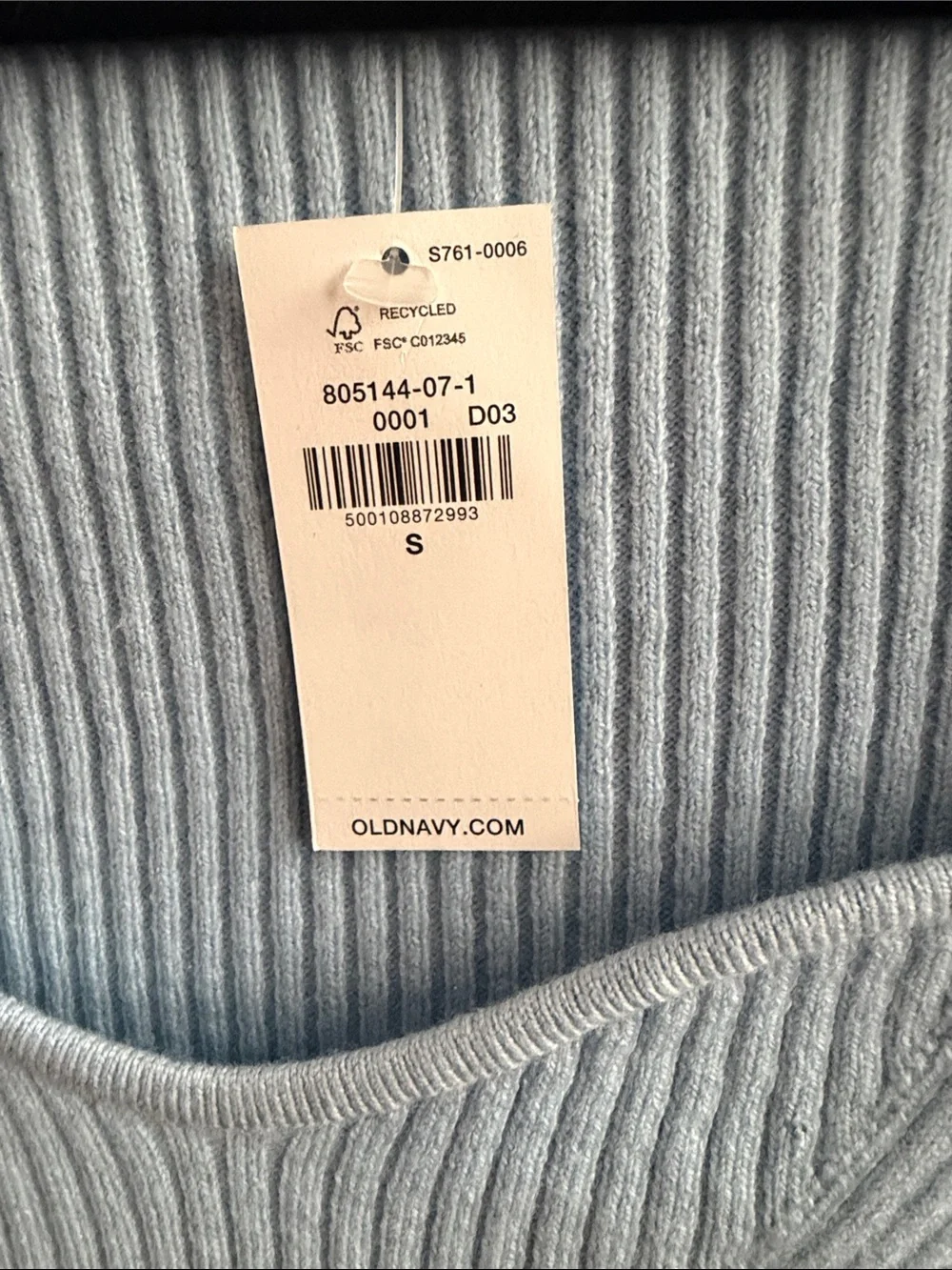 Old Navy Sky Blue Ribbed Sweetheart Neck Top
